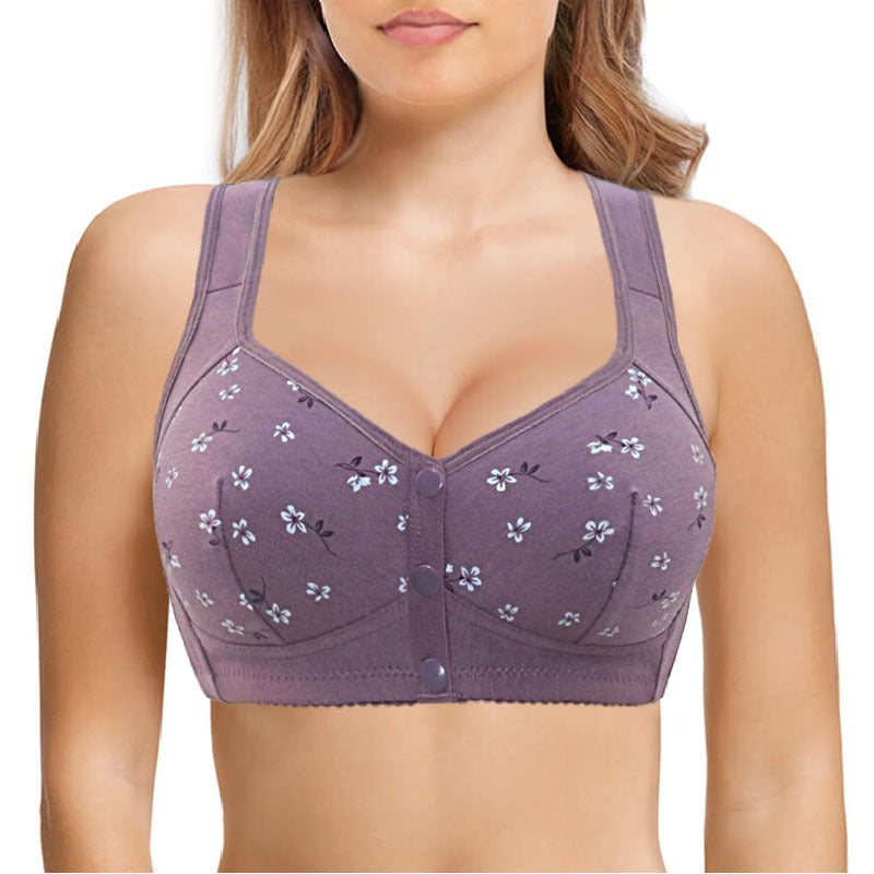 Women's Printed Unwired Shape Front Button-Up Tank Top Bra