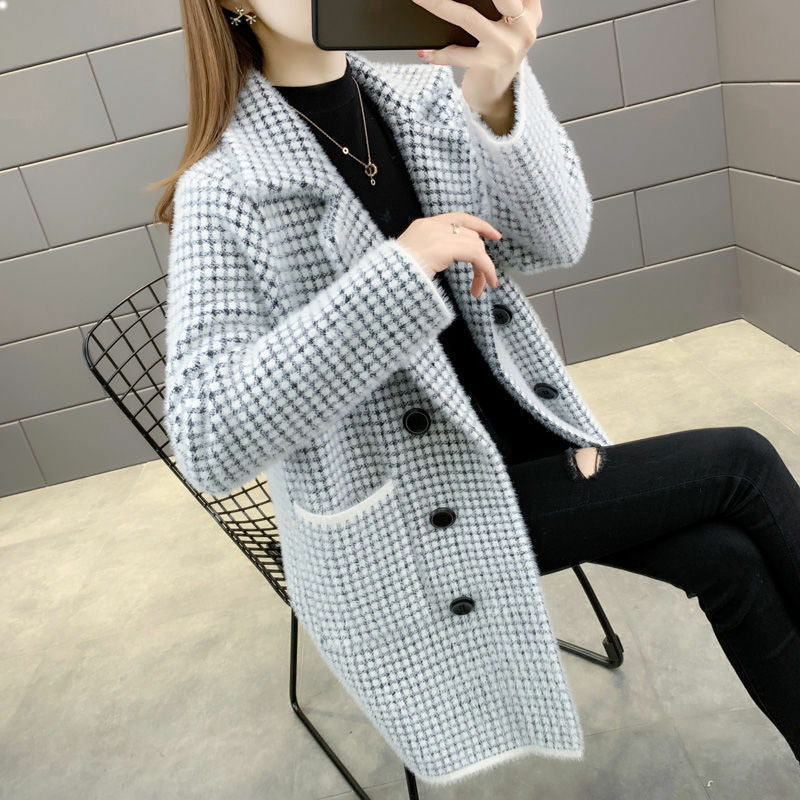 Sweater Loose Mid-length Coat For Women